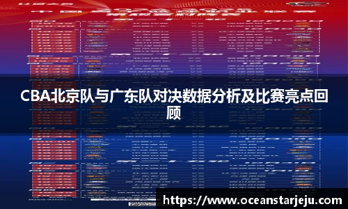 CBA北京队与广东队对决数据分析及比赛亮点回顾